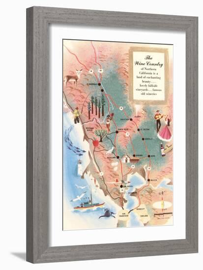 Map of Wine Country-null-Framed Premium Giclee Print