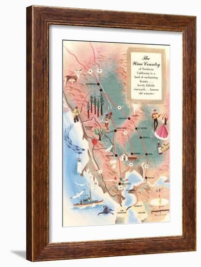 Map of Wine Country-null-Framed Premium Giclee Print