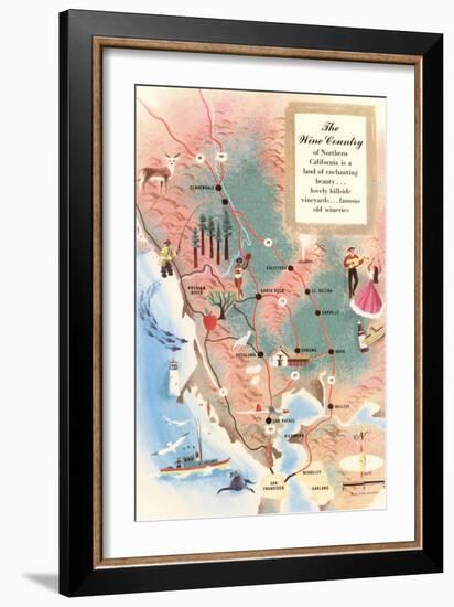 Map of Wine Country-null-Framed Premium Giclee Print