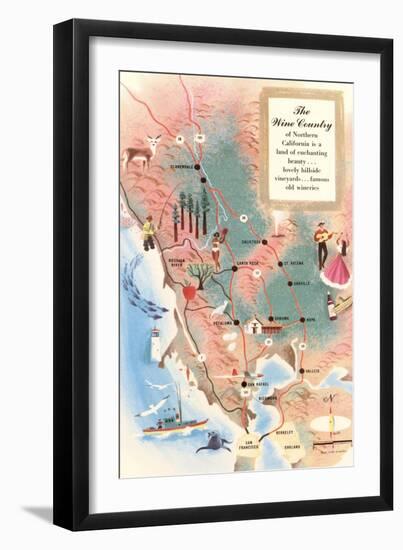 Map of Wine Country-null-Framed Premium Giclee Print