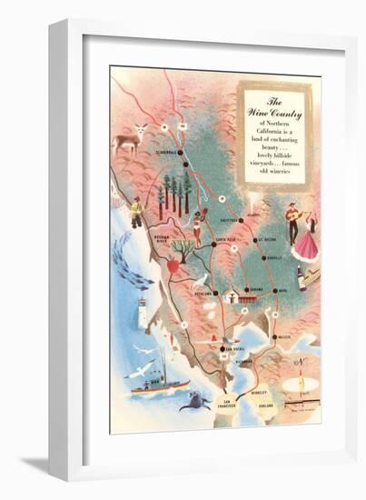 Map of Wine Country-null-Framed Premium Giclee Print