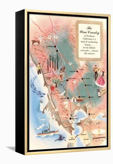 Map of Wine Country-null-Framed Stretched Canvas