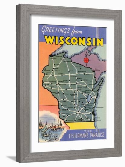 Map of Wisconsin-null-Framed Art Print