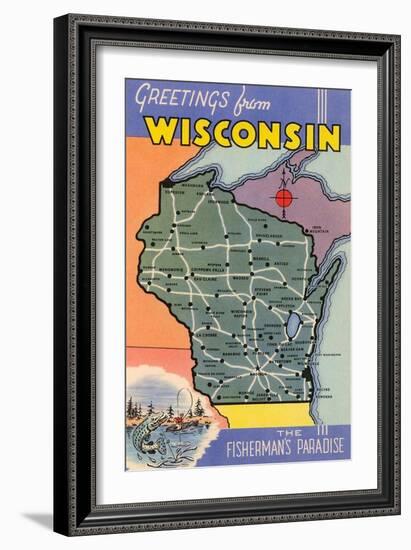 Map of Wisconsin-null-Framed Art Print