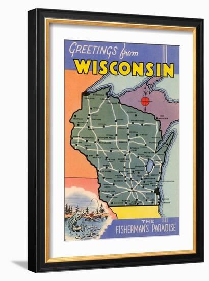 Map of Wisconsin-null-Framed Art Print