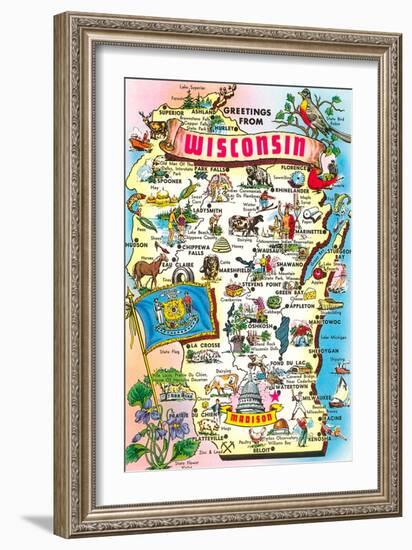 Map of Wisconsin-null-Framed Art Print