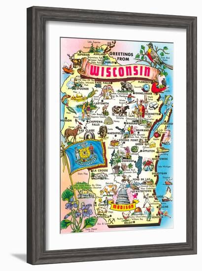 Map of Wisconsin-null-Framed Art Print