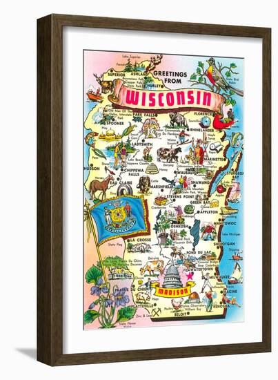 Map of Wisconsin-null-Framed Art Print