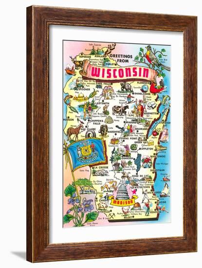 Map of Wisconsin-null-Framed Art Print