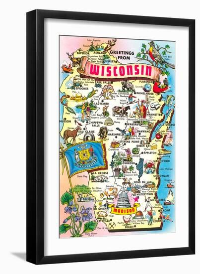 Map of Wisconsin-null-Framed Art Print