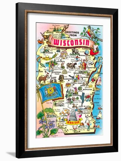 Map of Wisconsin-null-Framed Art Print