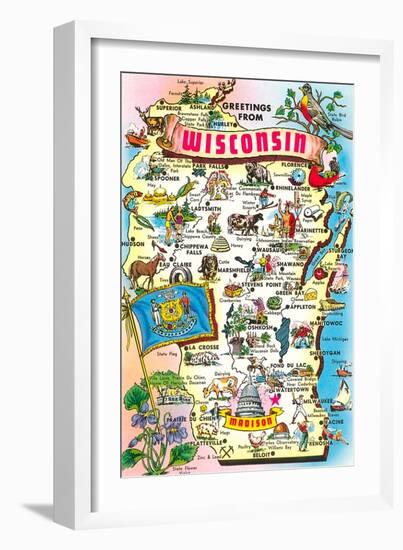 Map of Wisconsin-null-Framed Art Print