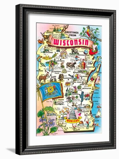 Map of Wisconsin-null-Framed Art Print