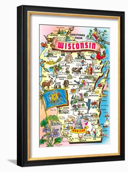 Map of Wisconsin-null-Framed Art Print