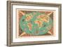 Map of World - TAI Airline (Transports Aeriens Intercontinenteaux)-F^ Lesourt-Framed Art Print
