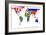 Map Of World With Flags In Relevant Countries, Isolated On White Background-Speedfighter-Framed Art Print