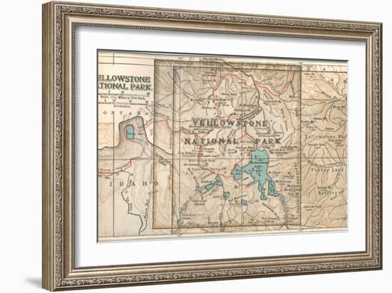 Map of Yellowstone National Park (C. 1900), Maps-Encyclopaedia Britannica-Framed Art Print