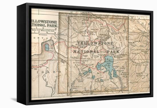 Map of Yellowstone National Park (C. 1900), Maps-Encyclopaedia Britannica-Framed Stretched Canvas