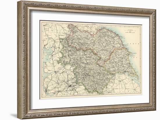 Map of Yorkshire, England, 1870s-null-Framed Giclee Print