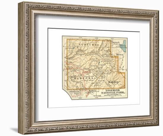 Map of Yosemite National Park (C. 1900), Maps-Encyclopaedia Britannica-Framed Giclee Print