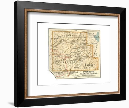 Map of Yosemite National Park (C. 1900), Maps-Encyclopaedia Britannica-Framed Giclee Print