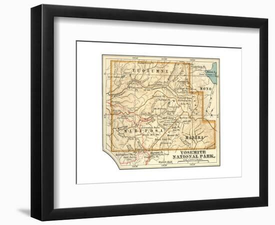 Map of Yosemite National Park (C. 1900), Maps-Encyclopaedia Britannica-Framed Giclee Print