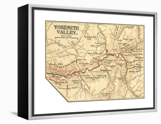 Map of Yosemite Valley (C. 1900), Maps-Encyclopaedia Britannica-Framed Premier Image Canvas