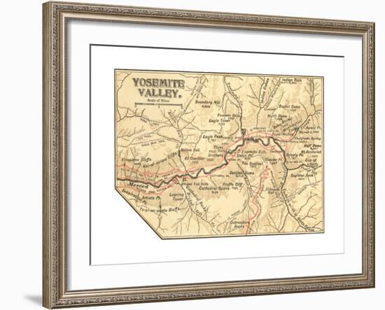 Map of Yosemite Valley (C. 1900), Maps-Encyclopaedia Britannica-Framed Giclee Print