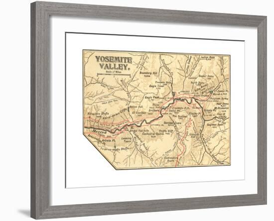 Map of Yosemite Valley (C. 1900), Maps-Encyclopaedia Britannica-Framed Giclee Print