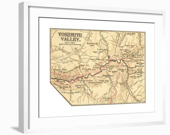 Map of Yosemite Valley (C. 1900), Maps-Encyclopaedia Britannica-Framed Giclee Print