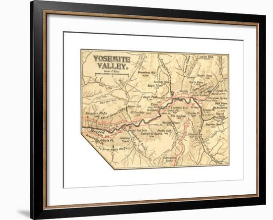 Map of Yosemite Valley (C. 1900), Maps-Encyclopaedia Britannica-Framed Giclee Print