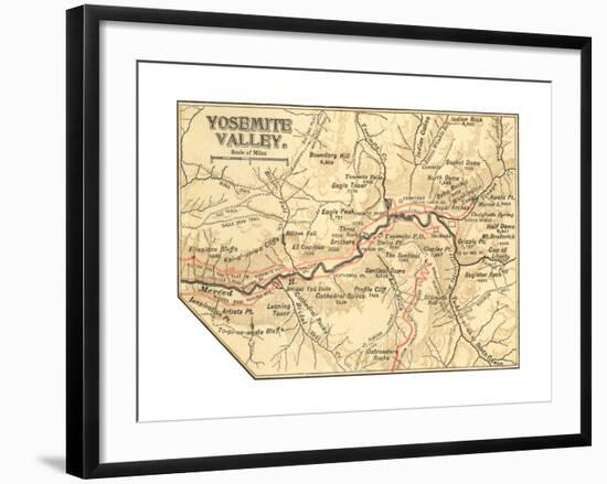 Map of Yosemite Valley (C. 1900), Maps-Encyclopaedia Britannica-Framed Giclee Print