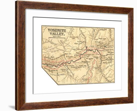 Map of Yosemite Valley (C. 1900), Maps-Encyclopaedia Britannica-Framed Giclee Print