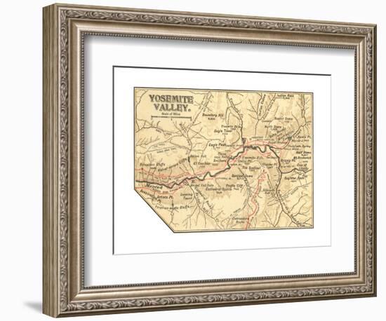 Map of Yosemite Valley (C. 1900), Maps-Encyclopaedia Britannica-Framed Giclee Print