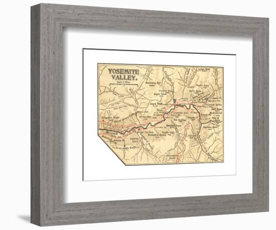 Map of Yosemite Valley (C. 1900), Maps-Encyclopaedia Britannica-Framed Giclee Print