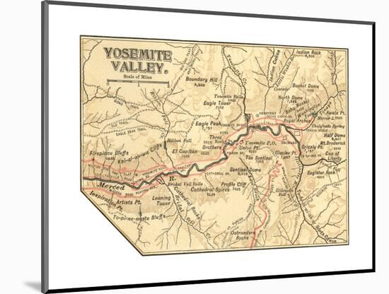 Map of Yosemite Valley (C. 1900), Maps-Encyclopaedia Britannica-Mounted Giclee Print