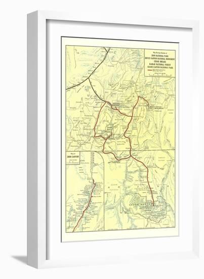 Map of Zion National Park-null-Framed Art Print