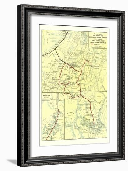 Map of Zion National Park-null-Framed Art Print