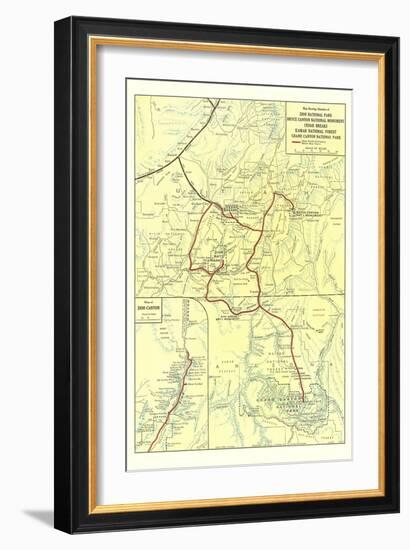 Map of Zion National Park-null-Framed Art Print