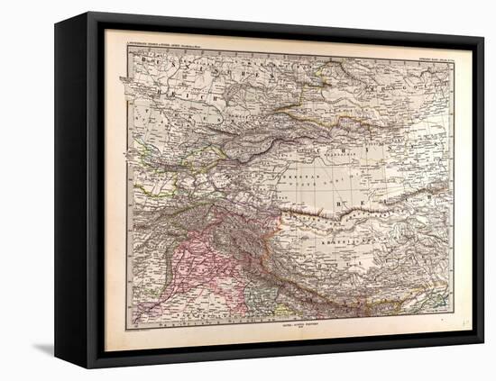 Map on India, Mongolia and China, 1876-null-Framed Premier Image Canvas