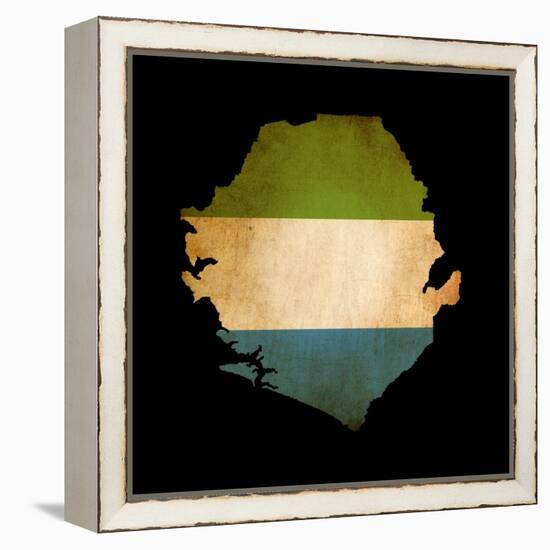 Map Outline Of Sierra Leone With Flag Grunge Paper Effect-Veneratio-Framed Stretched Canvas