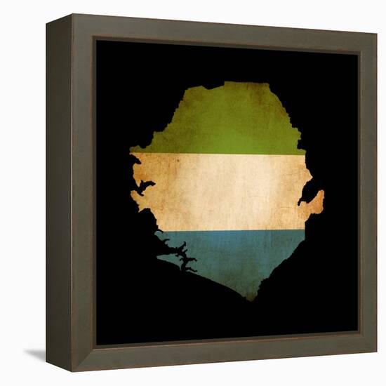 Map Outline Of Sierra Leone With Flag Grunge Paper Effect-Veneratio-Framed Stretched Canvas