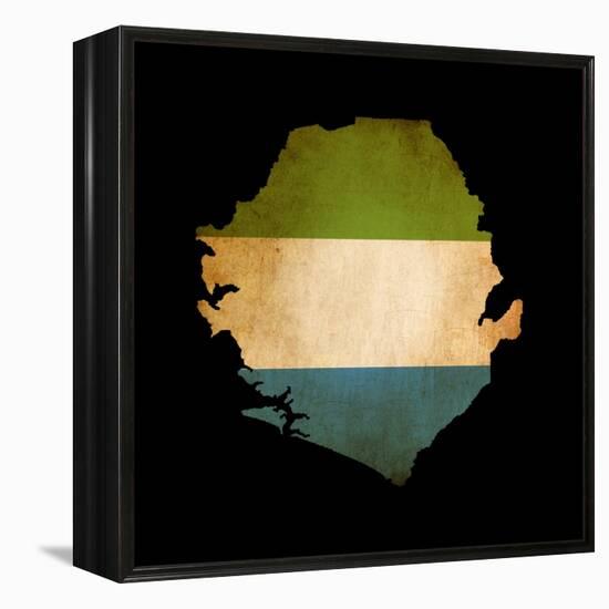 Map Outline Of Sierra Leone With Flag Grunge Paper Effect-Veneratio-Framed Stretched Canvas