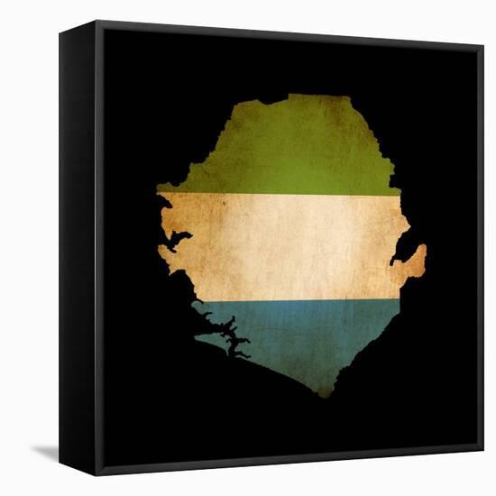 Map Outline Of Sierra Leone With Flag Grunge Paper Effect-Veneratio-Framed Stretched Canvas