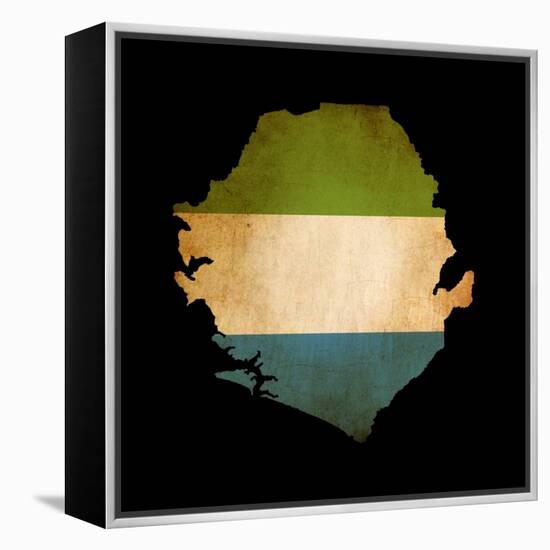 Map Outline Of Sierra Leone With Flag Grunge Paper Effect-Veneratio-Framed Stretched Canvas