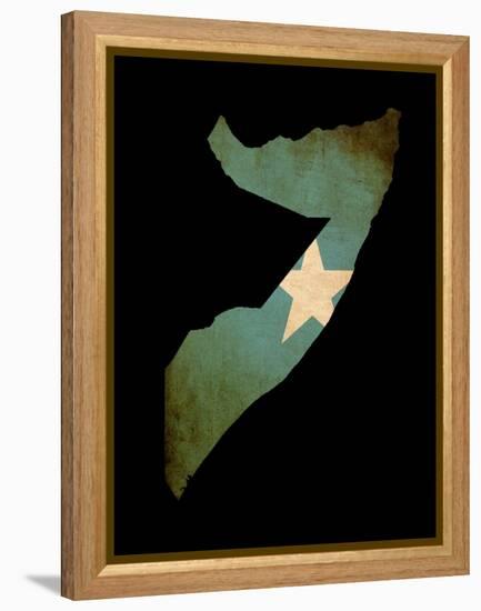 Map Outline Of Somalia With Flag Grunge Paper Effect-Veneratio-Framed Stretched Canvas