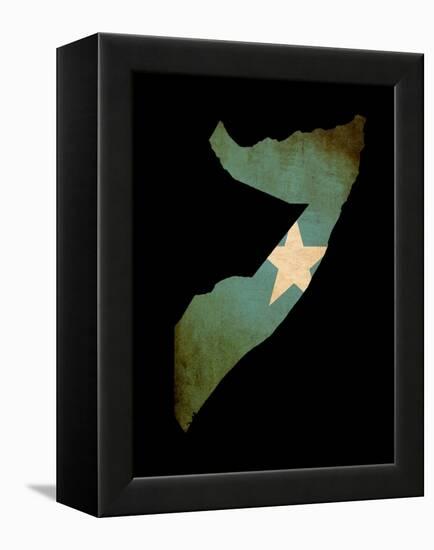 Map Outline Of Somalia With Flag Grunge Paper Effect-Veneratio-Framed Stretched Canvas