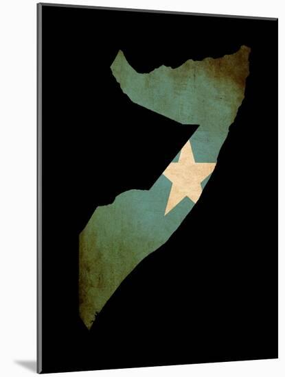 Map Outline Of Somalia With Flag Grunge Paper Effect-Veneratio-Mounted Art Print