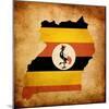 Map Outline Of Uganda With Flag Grunge Paper Effect-Veneratio-Mounted Art Print