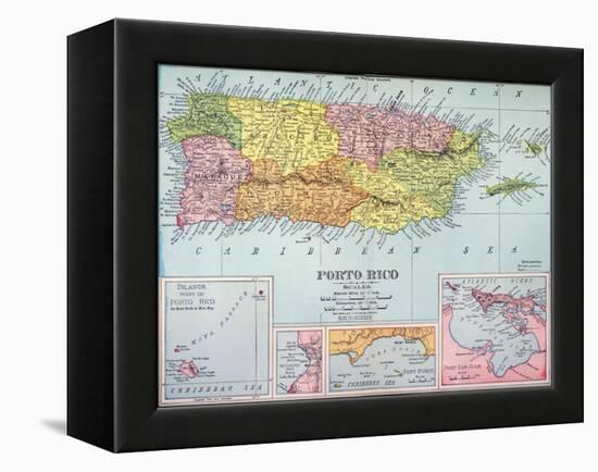 Map: Puerto Rico, 1900-null-Framed Premier Image Canvas